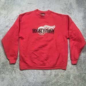 Vintage‎ Detroit Red Wings Sweatshirt Men's XL Red Hockeytown Lee Sport Crewneck